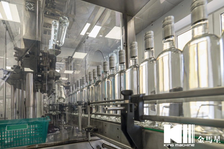 Full Automatic Glass Bottle Liquid Alcohol Drink Whisky Vodka Washing Filling Capping Red Grape Wine Spirits Liquor Bottling Sealing Labeling Packaging Machine